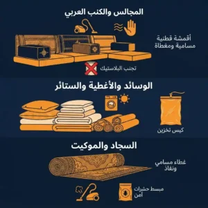 طريقة تخزين أثاث المجلس والكنب العربي والفرش الأرضي